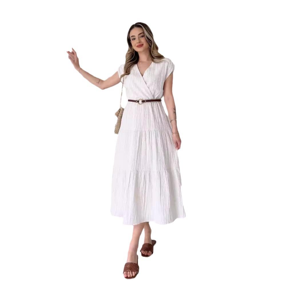 2024 Summer Women's Solid Color V-Neck Long Slim Dress