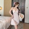 Women's Light Luxury Ice Silk Camisole Nightgown with Lace Trim and Chest Pads