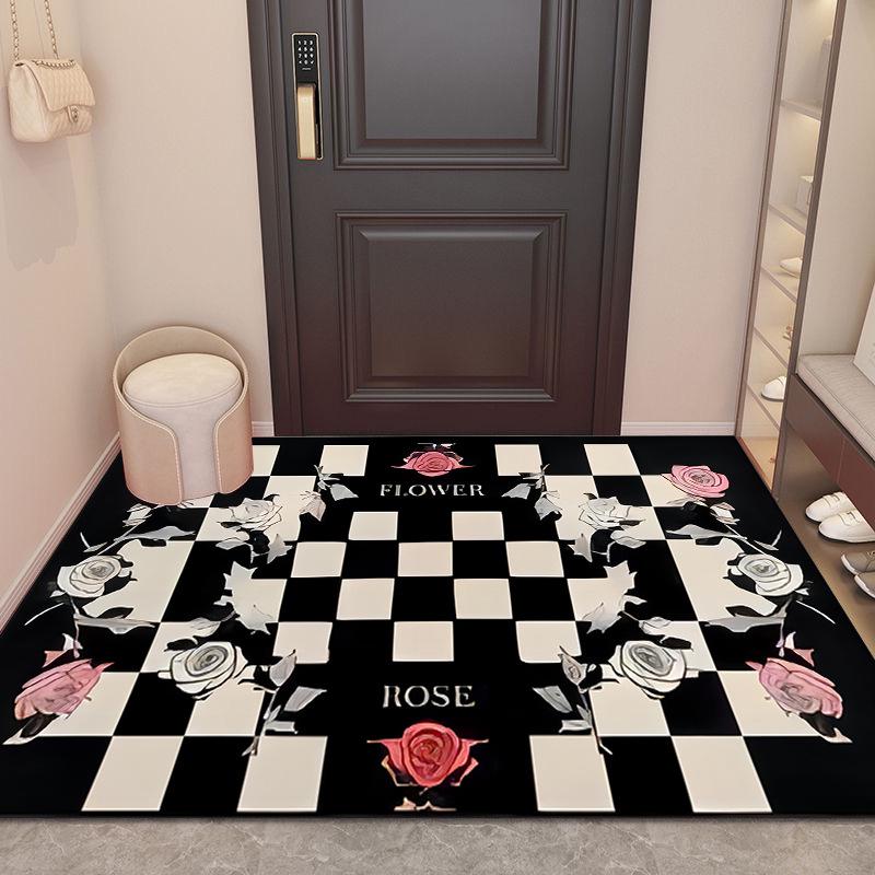 Prémiová květinová rohožka do předsíně z krystalového sametu - Protiskluzová, Odolná, Rychle savá a snadno čistitelná