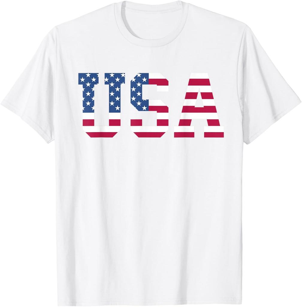 USA American Flag Patriotic Red White Blue Stars & Stripes T-Shirt