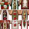 Long Length Table Decor Cloth Poinsettia Flower Pattern Holiday Linen Runner New Year Gift