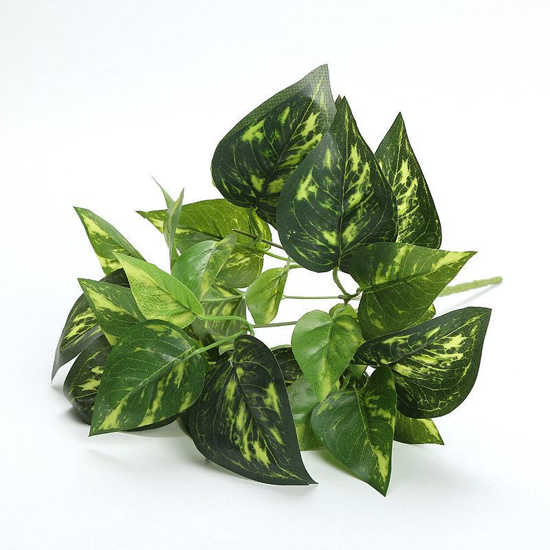 Artificial Pothos & Monstera Leaves Wall Decor for Living Room - Small Potted Greenery Arrangement