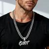 European and American Hip-hop Street Rap Three-dimensional Full Diamond Flame Letters GOTIT Pendant Fashionable Trendy Men's Necklace