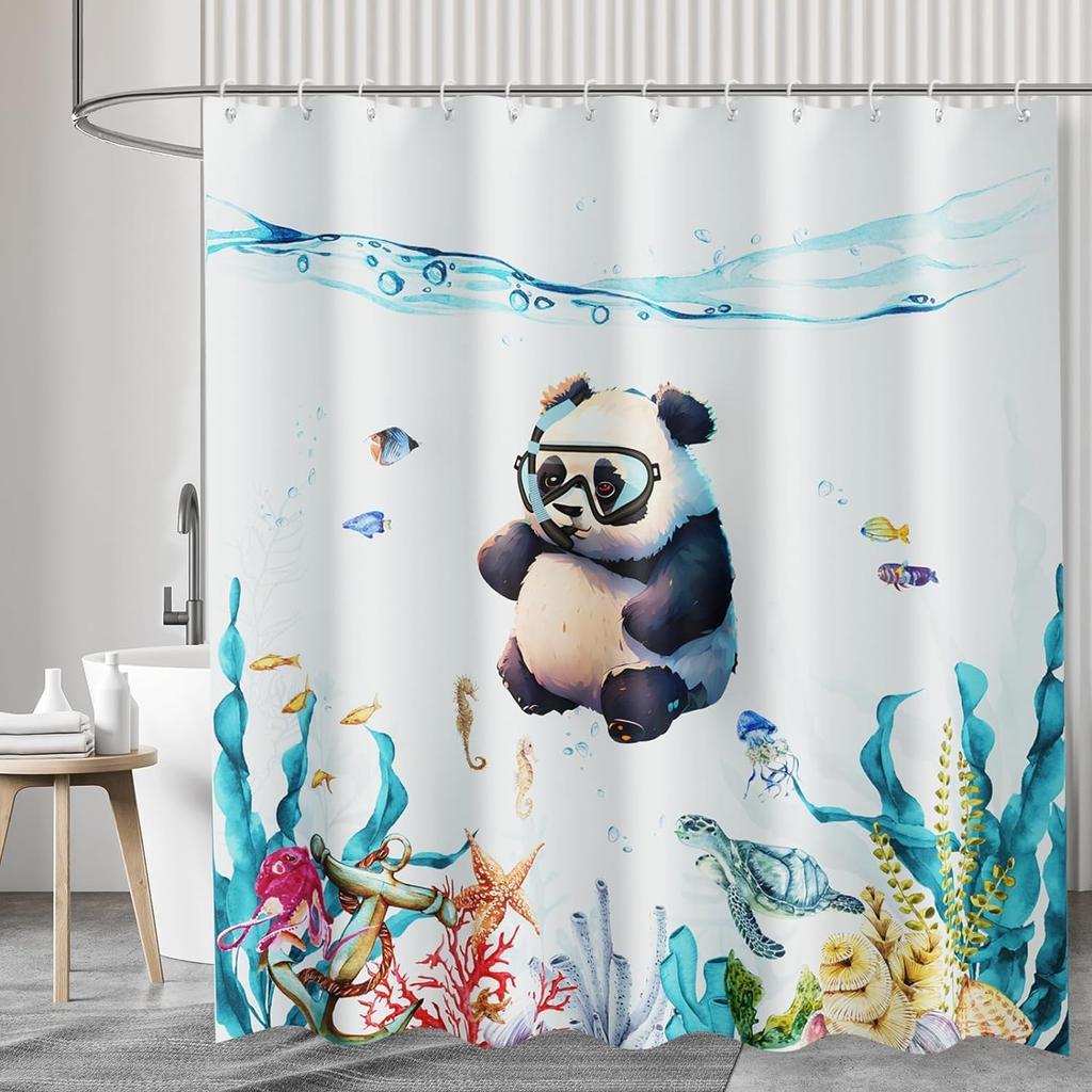 Funny Animal Cartoon Print Shower Curtain, Waterproof Shower Curtain With 12 Hooks, Bathroom Accessories, Bathroom Decoration