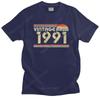Classic Vintage 1991 Tshirts Unisex Short Sleeved Streetwear T Shirt Stylish Birthday Gift Tshirts Fitted Cotton Tee Tops Gift