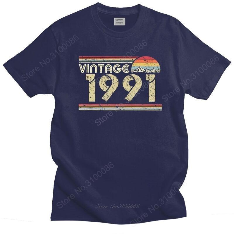 Classic Vintage 1991 Tshirts Unisex Short Sleeved Streetwear T Shirt Stylish Birthday Gift Tshirts Fitted Cotton Tee Tops Gift