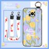 Anti-knock Protective Phone Case For Xiaomi Poco X3 NFC/X3 Pro Durable Oil Painting Phone Holder Wrist Strap Flower Ring