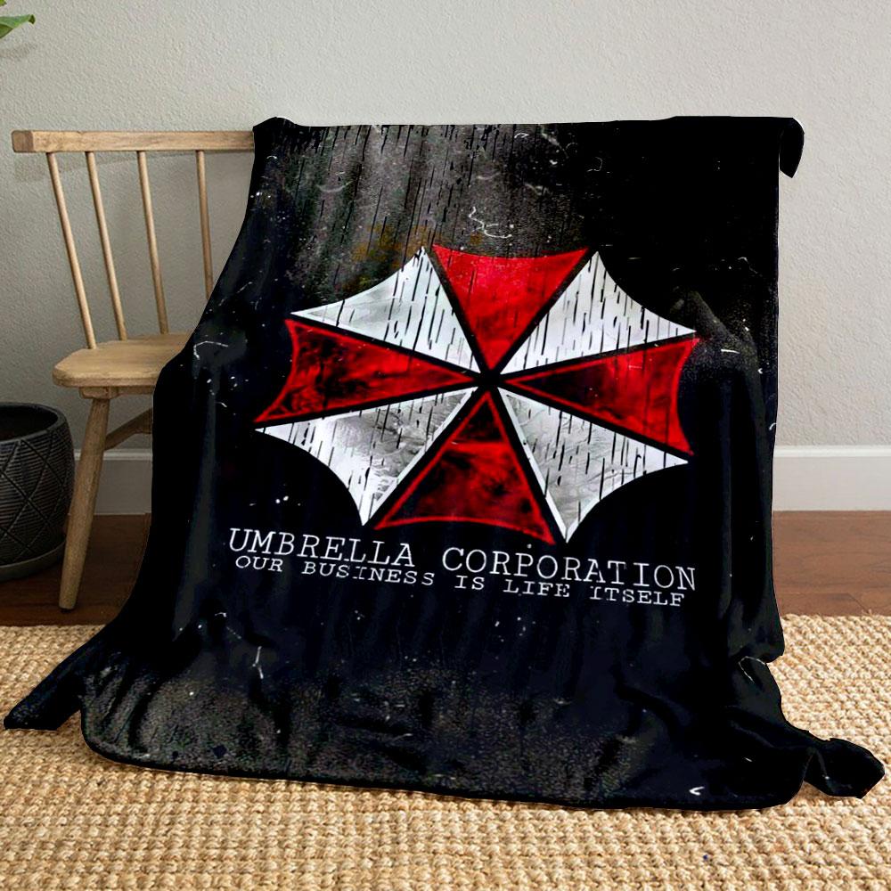 Umbrella Corporation Logo Design Patterned blanket, flannel, suitable for all seasons, home decor, warm and cozy