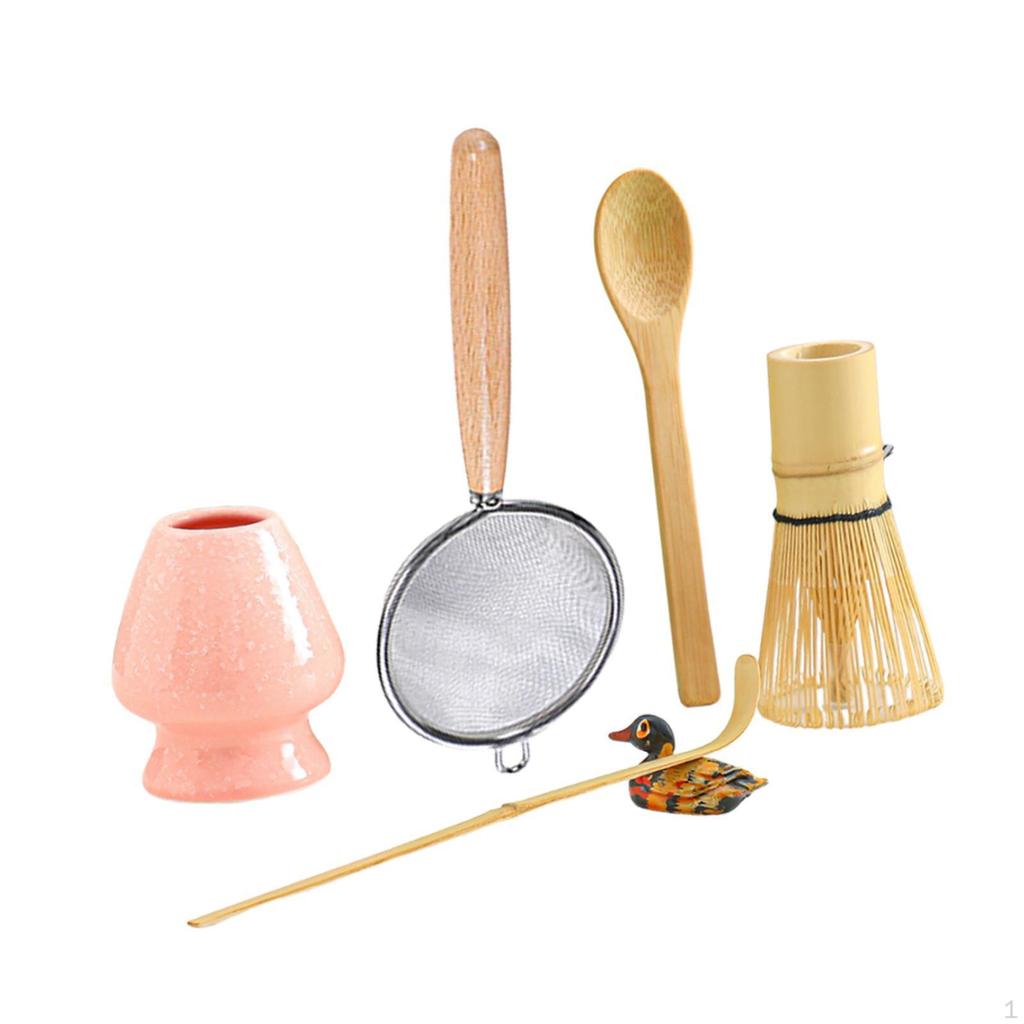 Ceremonial Matcha Tea Set Ceremony Accessories Stainless Sifter, Traditional Whisk and