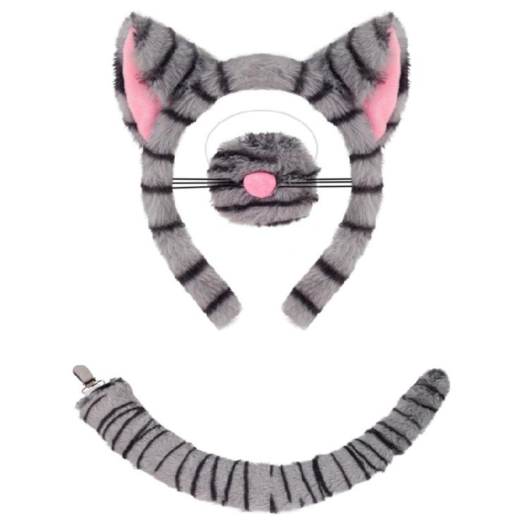 Kids Animal Costume Cats Ears Headband Bowtie Tutu Skirt Tail Set Cats Costumes Accessories for Halloween Party Decors