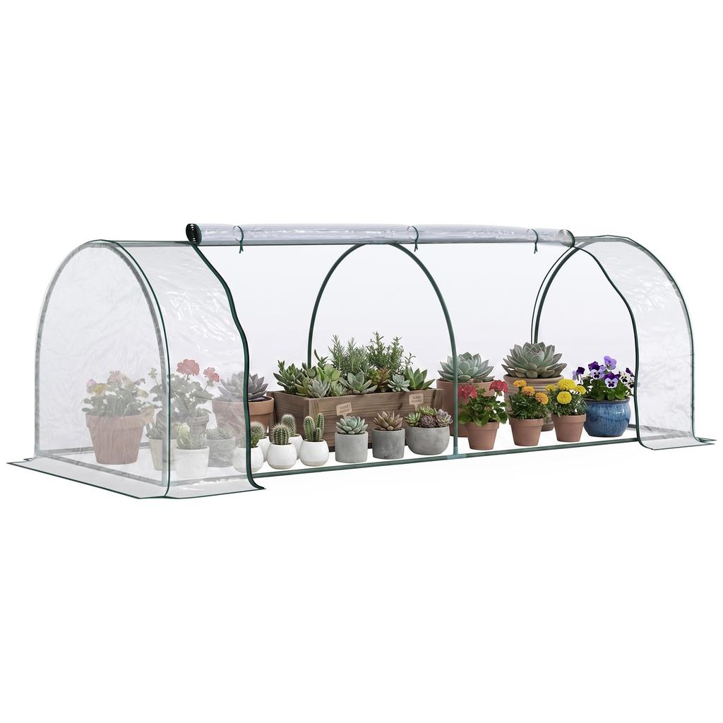 Greenhouse. Greenhouse with Door. Cold Frame. Plant House. Plant Propagation. Steel. Plastic. 250 X 100 X 80 Cm. Green