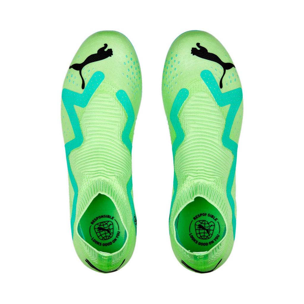 Puma Future Mid-Cut Short Studs MG Artificial Turf MG (Gel Short Studs) Shock Absorbing Durable Football Shoes Men Football Shoes Blue Green 107177-03