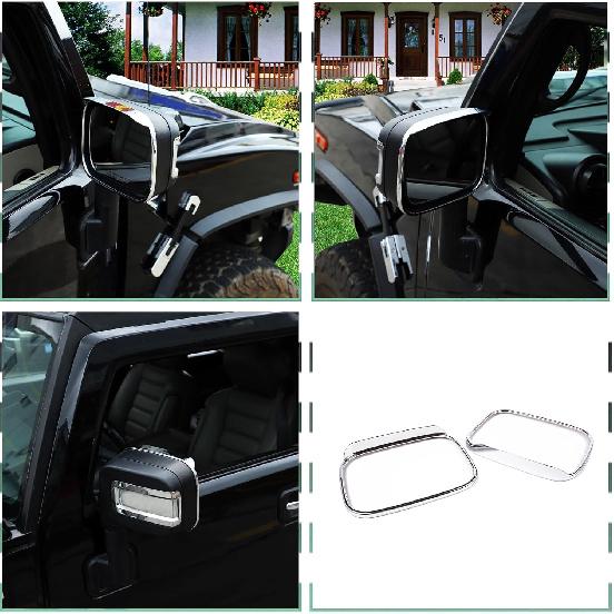PIUGILH Silver Hummer H2 2003-2009 Rear View Mirror Rain Guards Car Visor Mirror Rain Eyebrows Accessories