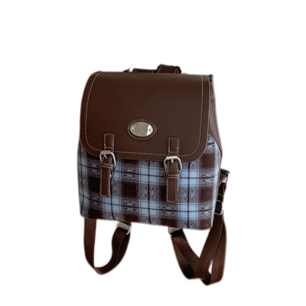 

Plaid Backpack For Women Men Pu Material With Spacious Storage For Daily Use