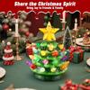 Mini LED Ceramic Christmas Tree, 3.5' Green Vintage Ornament with Lights & Stars for Tabletop or Mantel Decor