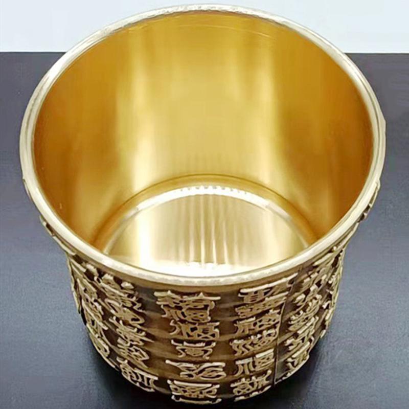 Bronze Engraved Blessing Mini Spirits Vodka Cup Liquor 50ml Retro Brass Portable Personalized Tea Tumbler Glass Home Decorative