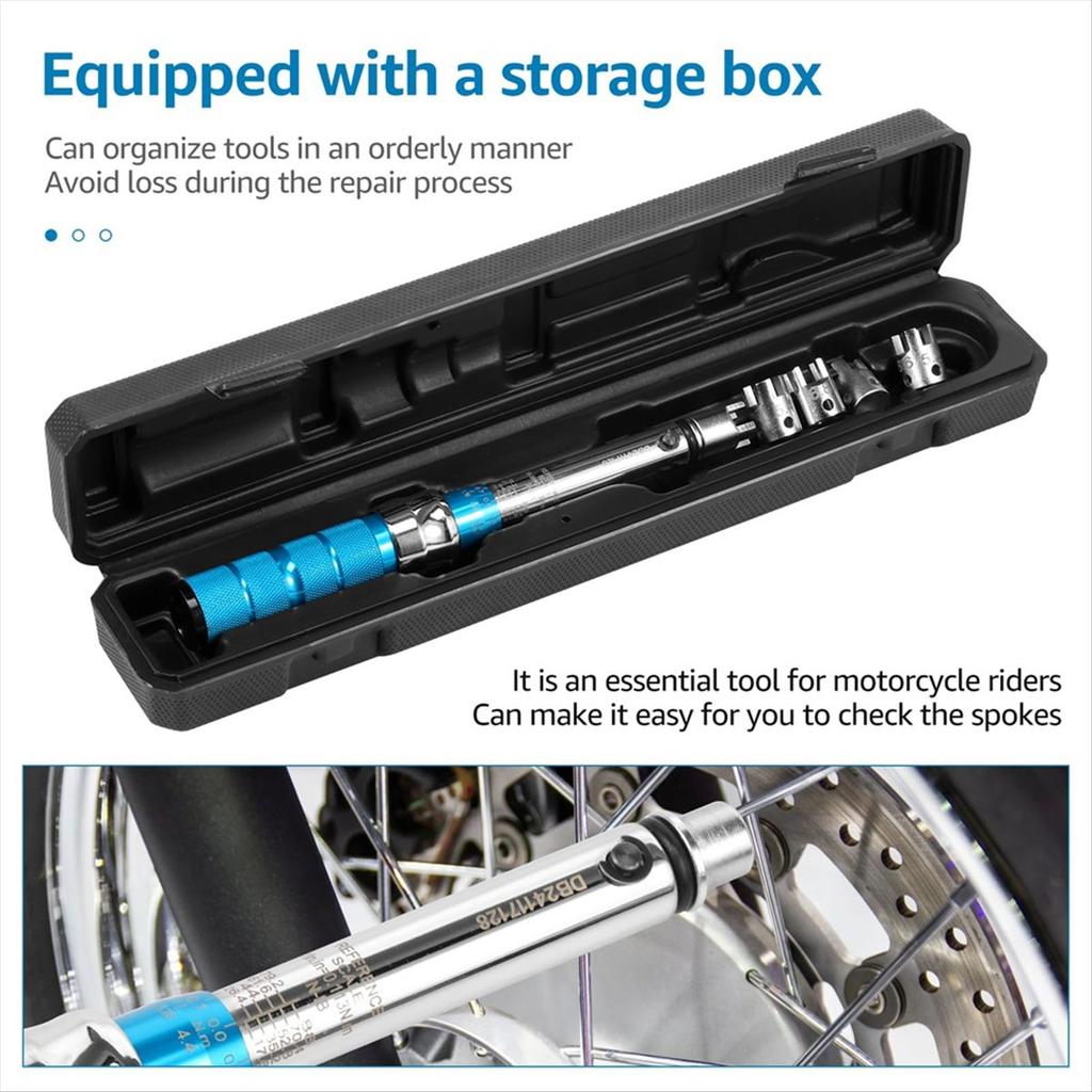 2025+Spoke Torque Wrench, 2-10 NM Motorcycle Spoke Wrench Set, Steel Torque Wheel Spoke Spanner with Storage Box, 5.0-6.8mm