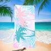 Pink Green Gradient Tropical Floral Print Beach Towel Sand Proof Pool Towel Summer Swim Outdoor Gym Summer Pool Side Gear