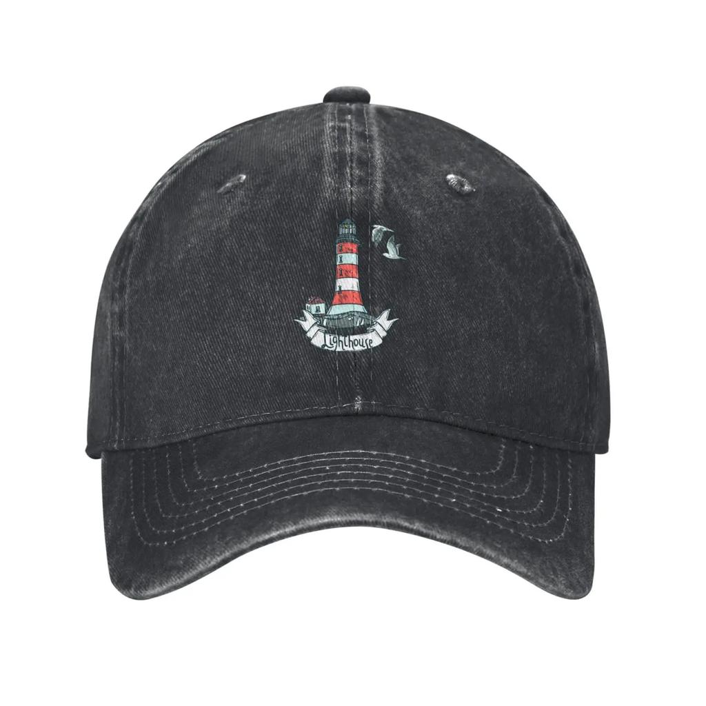 Leuchtturm und Möwe Baseballkappe für Herren Damen Vintage Trucker Hat Golfhüte Dad Caps