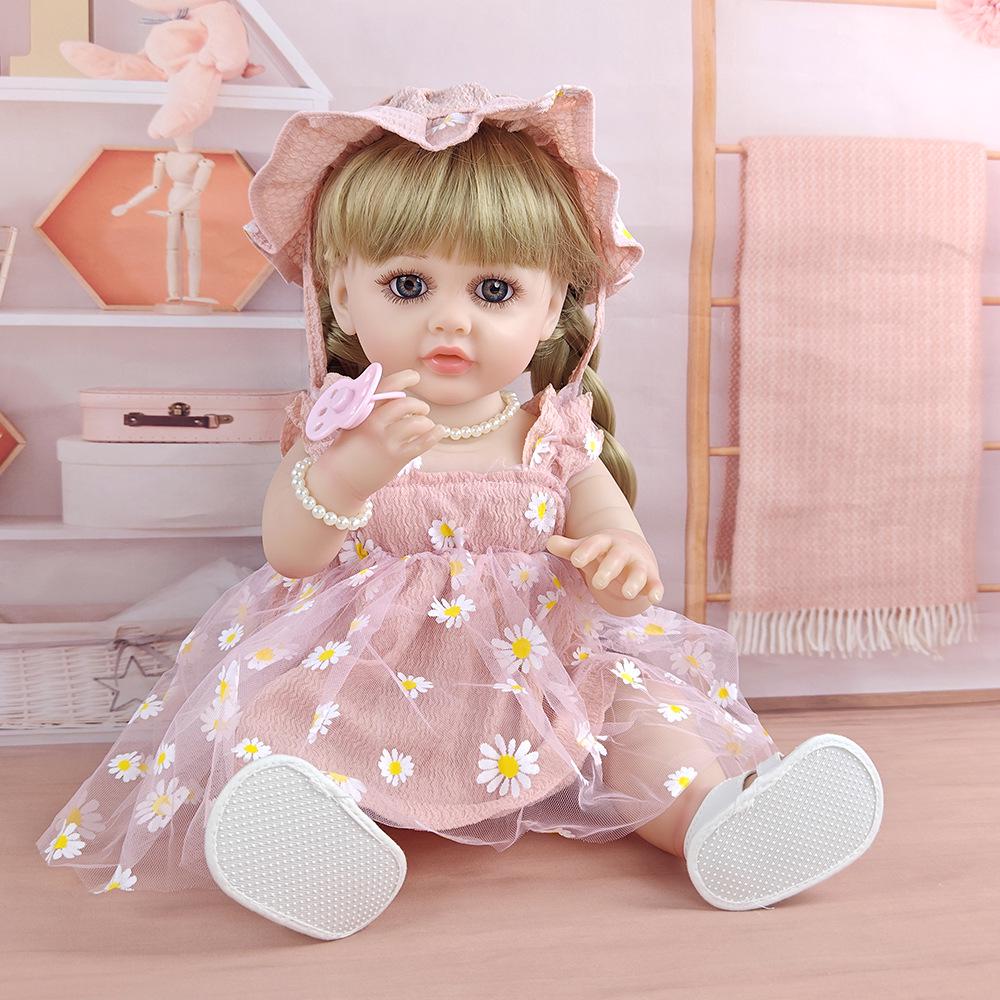 55cm Reborn Doll Girl with Pacifier - Princess Dress-up Role-playing Toy for Kids