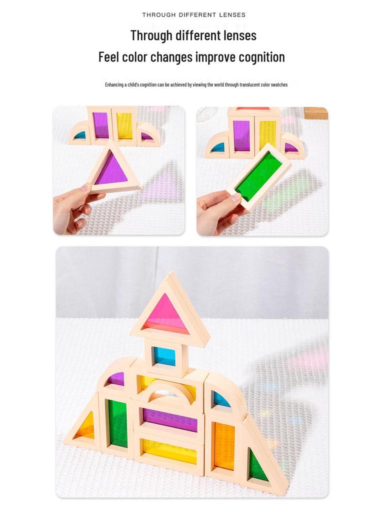 25-Piece Wooden Acrylic Magic Building Blocks: Creative Translucent Shapes for Children's Cognitive Development