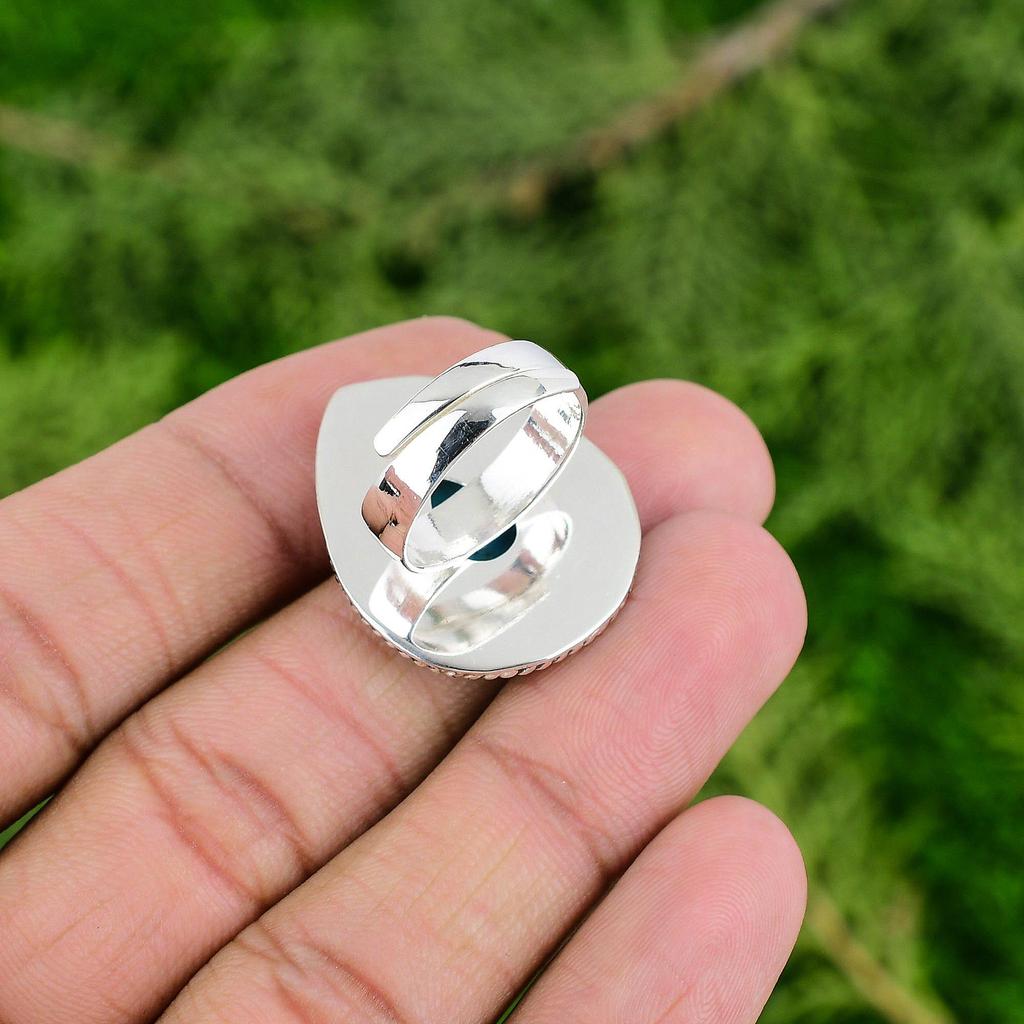 Natural Arizona Turquoise Sterling Silver Trendy Wedding Promise Daughter Ring
