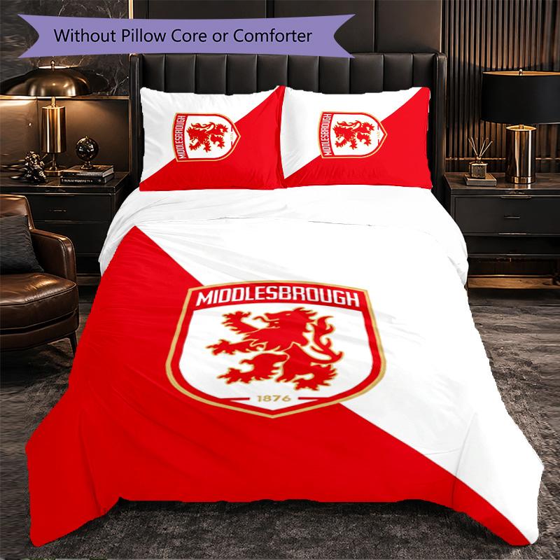 Middlesbrough FC Themed Bedding 3Pcs Duvet Cover Set Decorative Bed Linen For Teen Room Home Decoration