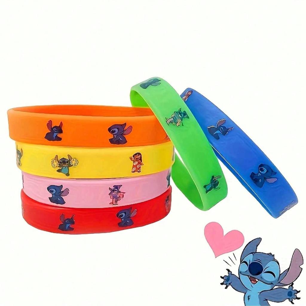 12Pcs Cartoon Stitch Party Favors Silicone Bracelet Classroom Rewards Prizes Goody Bag Stuff for Boys Girls Birthday Party Gifts