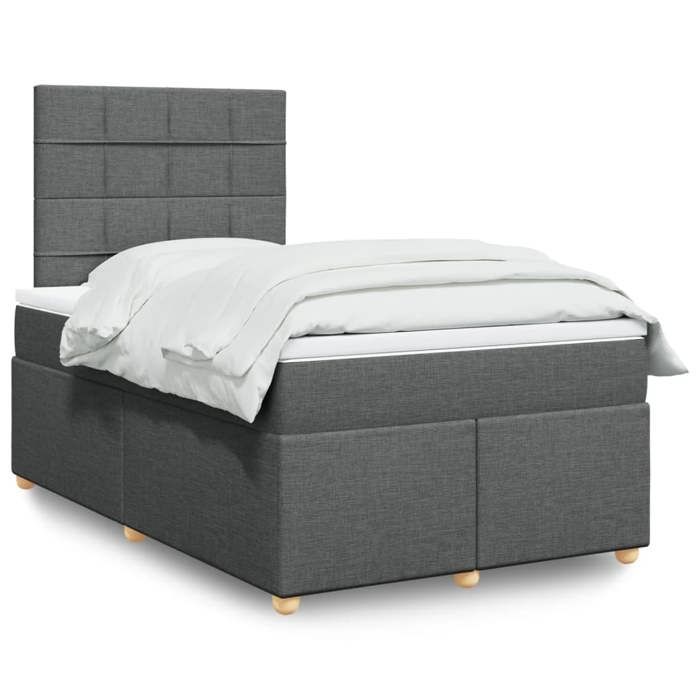 VidaXL Sommier à lattes de lit avec matelas gris foncé 120x190cm tissu 3293520