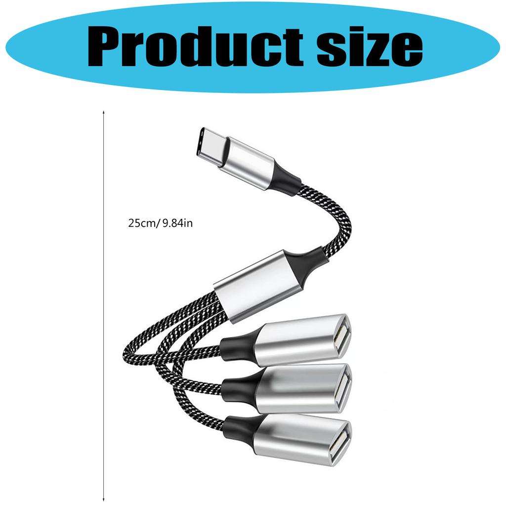 USB Type C to USB A Splitter Featuring OTG Functionality for Keyboards Mouse Cameras Efficient Charging and Data Sync