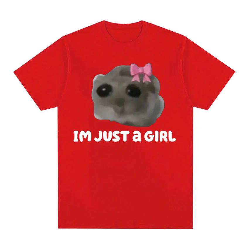 Funny Trendy Cute Sad Hamster Meme T-Shirt Men Women Summer Casual Short Sleeve Tshirts 100% Cotton Crewneck Kawaii Tops T Shirt