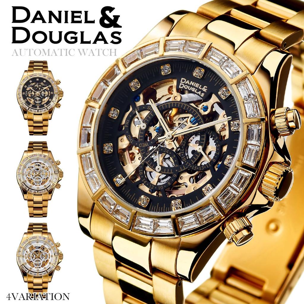 Daniel & Douglas DD8802DG Automatic Watch, Gold and Black, Mechanical, Self-Winding, Diamond-Like, Men's