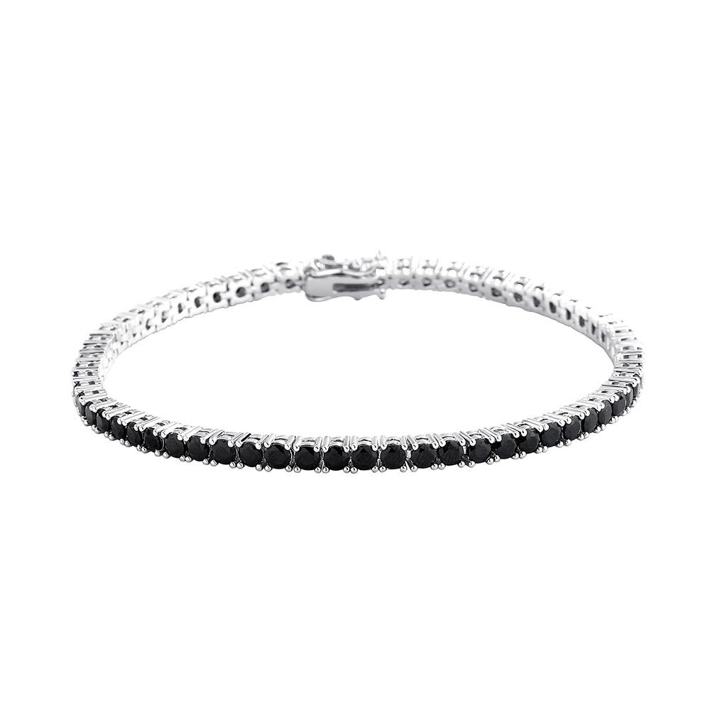 Schwarz Gold Plated Tennisarmbänder Damen Herren 1 Reihe 4mm Zirkonia Iced 5A CZ Stein Kastenschließe Klassisch Jubiläum Mode