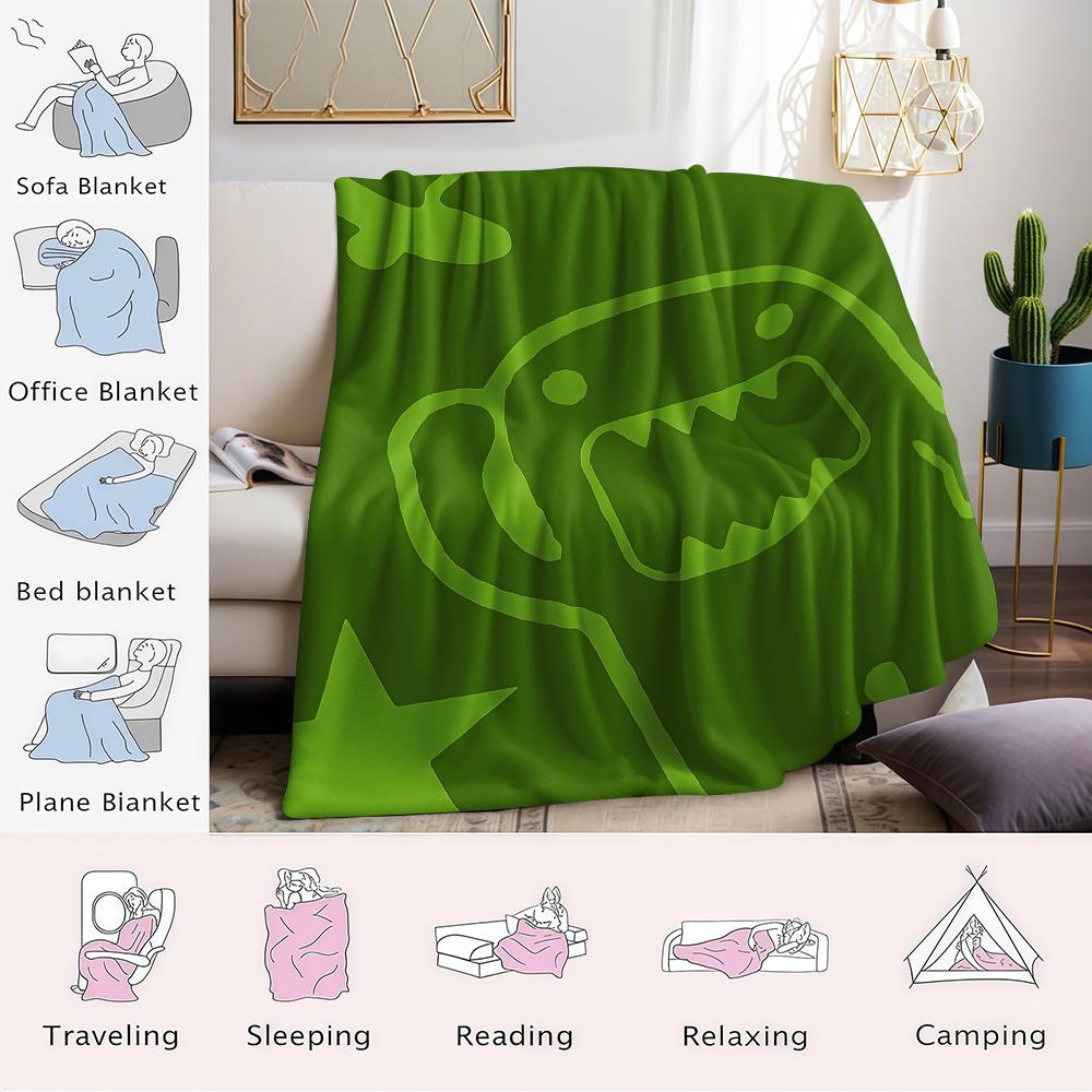 Domo Green Flannel Blanket Warm Soft Halloween Christmas Couch Warm Cozy Decorative Decor Gift for All Season