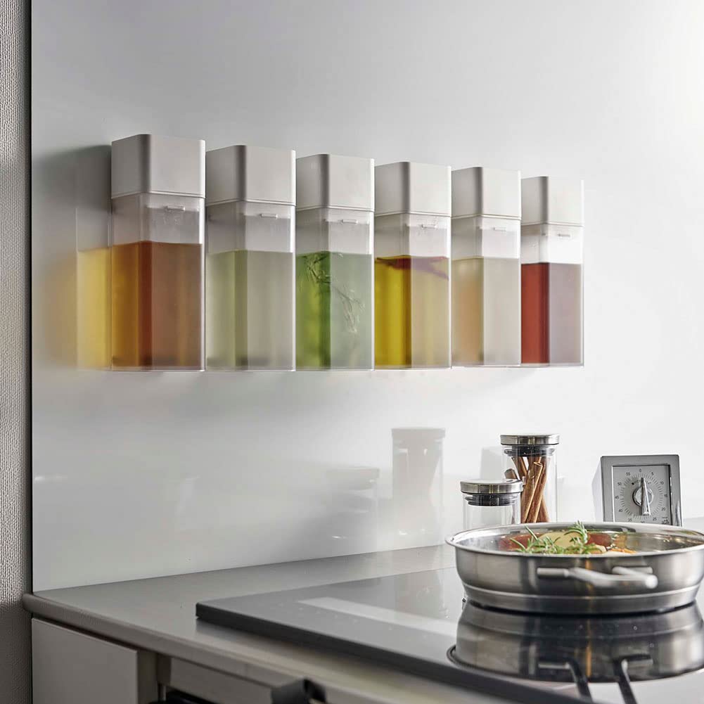 Yamazaki Jitsugyo 5718 Magnetic Seasoning Bottle, White, Approx. W5.5XD5.7XH17.2cm, Sealed, Easy To Open/Close, Can Be Disassembled and Washed