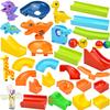Bloco de construção de tamanho grande, corrida de mármore, pista de escorregador, labirinto, bola, funil, dinossauro, animal, tijolo de partículas grandes, compatível com brinquedo duploes
