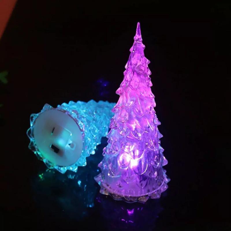 Julelys LED Krystalltre Flerfarget Hjemmefest Bord Mini Dekor Jul