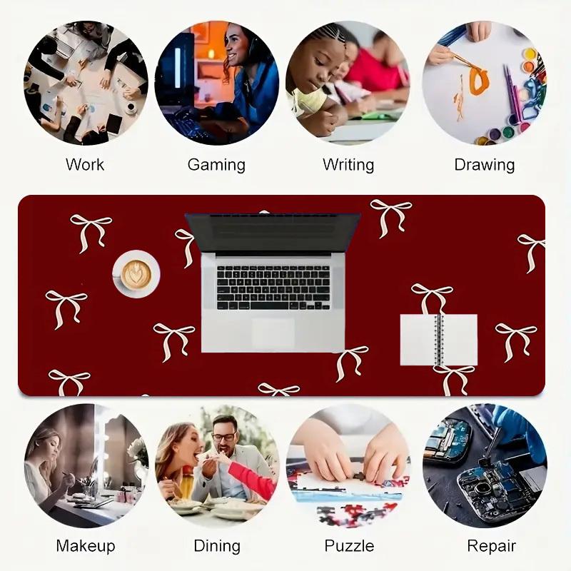 1PC Bow Ribbon Oversized Mouse Pad - Non-Slip Rubber Base Perfect for Office School Esports Home Decor Desk Mat 179A
