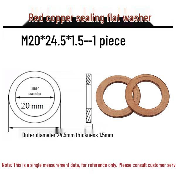 Annealed Red Copper Gasket Washer Pad for Sealing Fastener, M4-M34