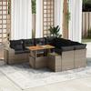 VidaXL Garden Lounge Set 9 Pcs with Grey Cushions Wicker 3327357
