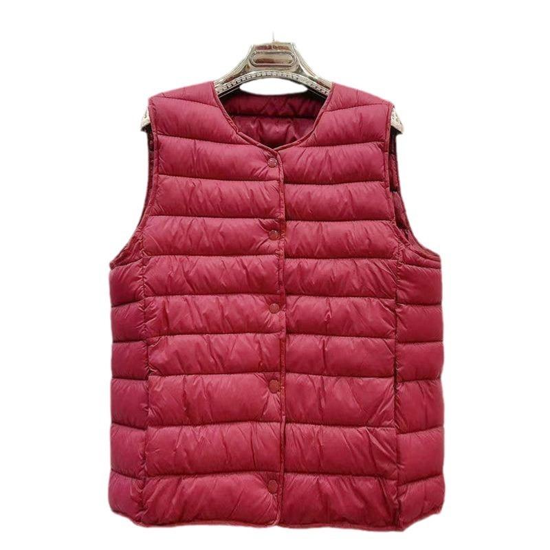 Women's Down Cotton Vest Liner Ultra-light Thermal Top Women's Vest Medium and Old Women's Clothing Fleece Thickened Coat