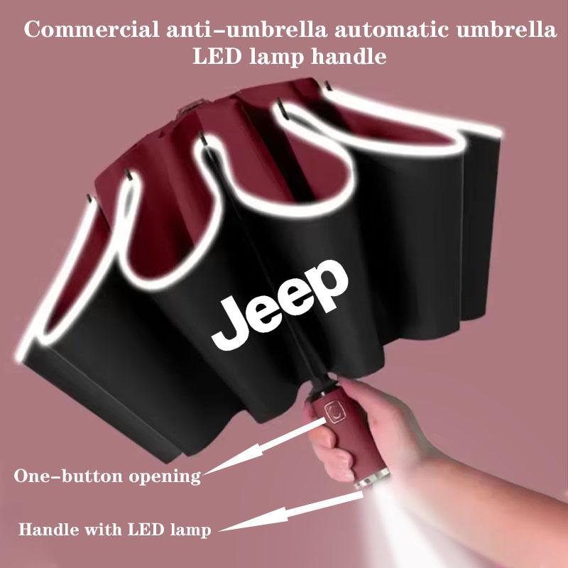 Car Led Umbrella Automatic Folding Windproof Sunshade Umbrella Sticker For Jeep TRAILHAWK COMMANDER LIBERTY Wrangler Accessories
