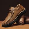 Handmade Men's Soft Sole Leather Loafers - Winter Casual Flat Large Size
