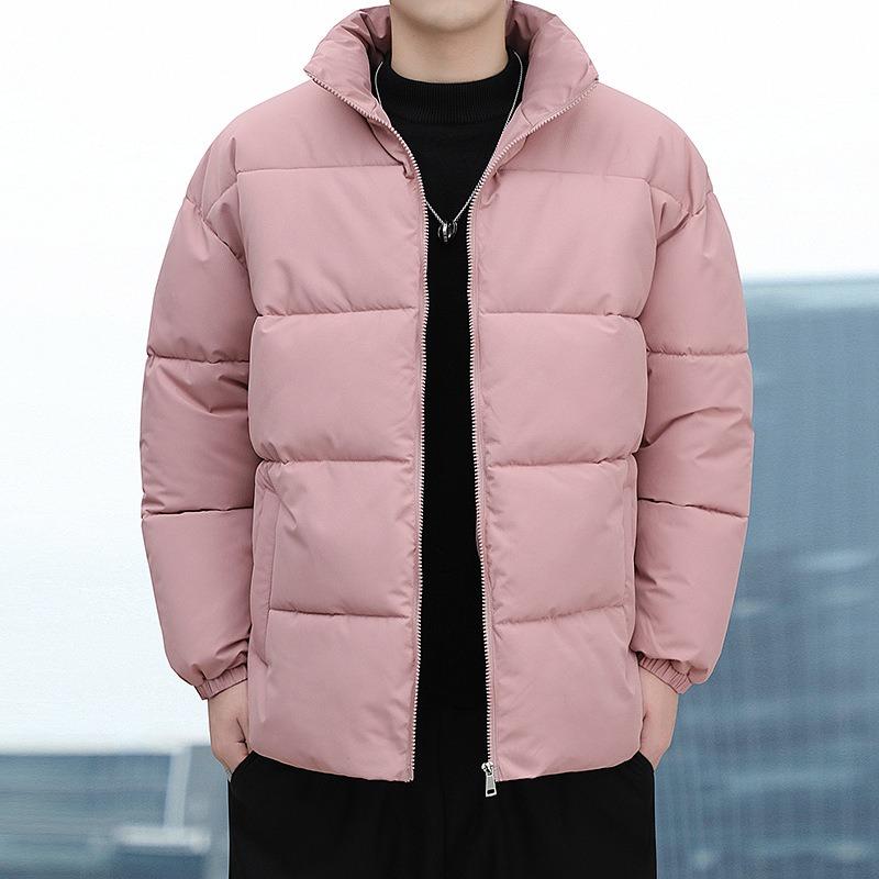 Mens Thickened Stand Collar Warm Casual Loose Winter Cotton Padded Jacket