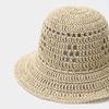 Jarní/Letní Háčkovaný Květ Prodyšný Klobouk z Tkané Slámy pro Dámskou Plážovou Dovolenou Sluneční Ochrana Slaměný Klobouk