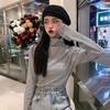 Women Striped Turtleneck Long Sleeve Base Layer Top Slim Fit Pullover Undershirt Autumn Winter