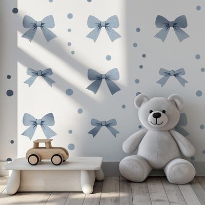 Eleganta Blå Rosett Väggdekaler Boho Rosett Sovrum Dekorativa Väggdekaler Kärlek Hjärta Rosett Kylskåpsdekaler DIY Hemdekoration