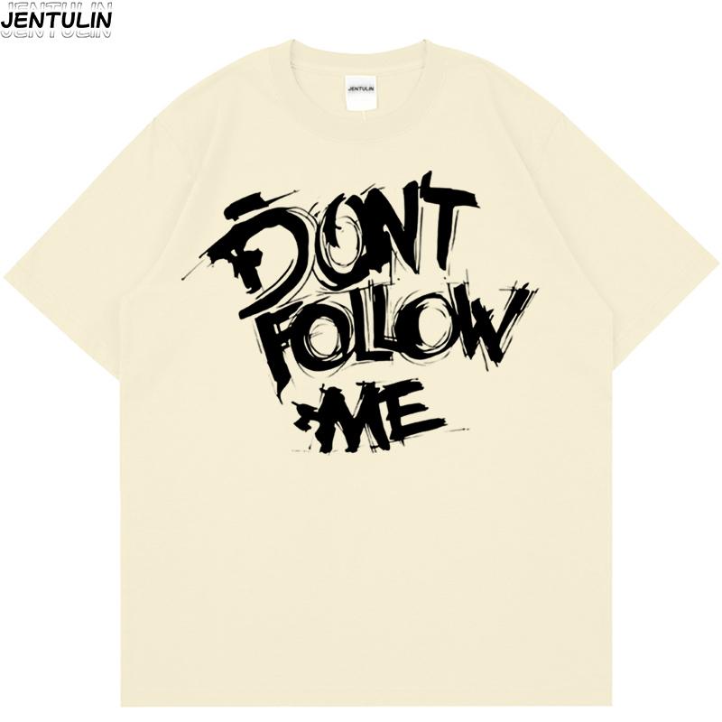 Unisexs pure cotton tshirt dont follow my creative letter print harajuku retro street style y2k fashionable aesthetic pullover