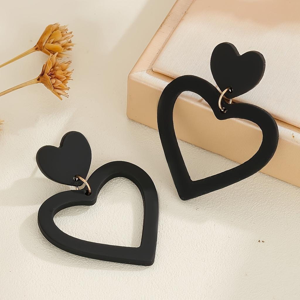 Dopamine Love Acrylic Colored Earrings, Simple and Fashionable Personalized Earrings for Women