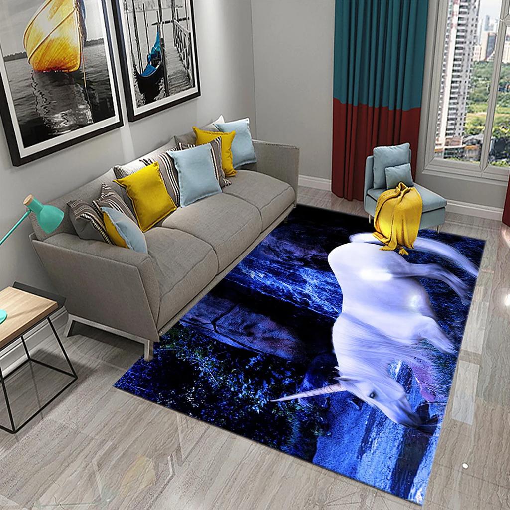 Cartoon Rainbow Cute Unicorn Area Rug Carpet Rug Living Room Children's Room Decor Kids Play Crawl Soft Non-slip Floor Mat Gift